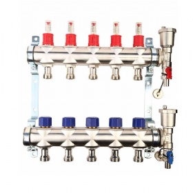 2 to12 Loops Heating Floor Stainless Steel Manifold Tube With Viewable Adjustable Flow Meter