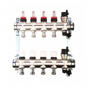 5 Circuits 304 Stainless Steel Radiant Water Heating Manifolds For Central Heating System