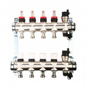 5 Circuits 304 Stainless Steel Radiant Water Heating Manifolds For Central Heating System