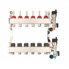 6-way Manifold Hydronic Floor Heating System Brass Stainless Steel Water Floor Heating Manifold