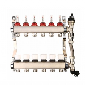 Brass Hydronic Underfloor Radiant Heating Manifolds Mixer Pack Stainless Steel Water Manifold Pump Floor Heating