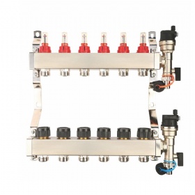 Manufacturer Water Distribution Separator 304 Stainless Steel Flowmeter Manifolds For Hydronic Radiant Floor Heating