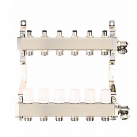 Modern Radiant Stainless Steel Underfloor Pex Heating Manifolds Pert Material With Thermostatic Mixing Valve For Apartment Use