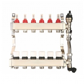 Pex Stainless Steel Radiant Underfloor Heating Flow Meter Manifold For 1/2