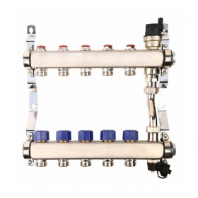 Stainless Steel 2-13 Ways Water Manifold Collector With Flow Meter Underfloor Heating Manifolds