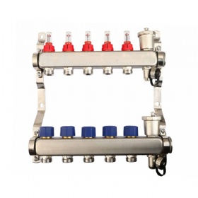 Stainless Steel 2-13 Ways Water Manifold Collector With Flow Meter Underfloor Heating Manifolds