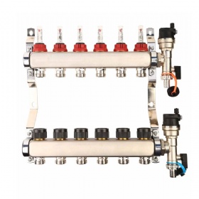 Underfloor Heating 2-13 Loops Water Collector Distribution With Flow Meter For Floor Heating Systems Manifold